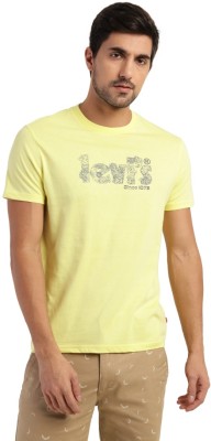 LEVI'S Printed, Typography Men Round Neck Yellow T-Shirt