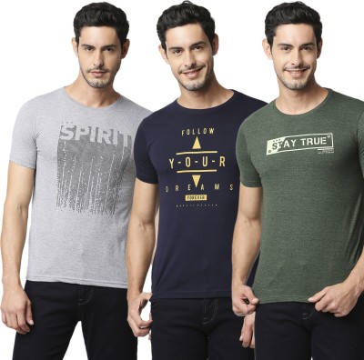 INTEGRITI Printed Men Round Neck Multicolor T-Shirt