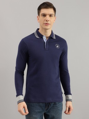 Beverly Hills Polo Club Solid Men Polo Neck Blue T-Shirt