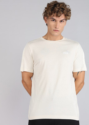 PUMA Solid Men Crew Neck White T-Shirt
