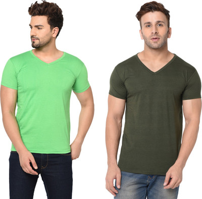 Adorbs Trend Solid Men V Neck Multicolor T-Shirt