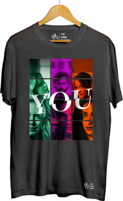 THE PRINT PLATTER Printed Men Round Neck Black T-Shirt