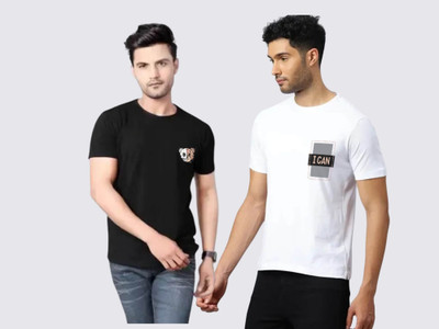 Quirky Trails Solid Men Round Neck Multicolor T-Shirt