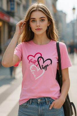 Moda Rapido Solid Women Round Neck Pink T-Shirt