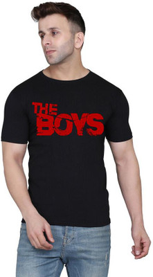 V DAS Typography Men Round Neck Black T-Shirt