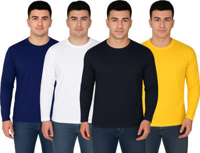 Expert Choice Solid Men Round Neck Multicolor T-Shirt