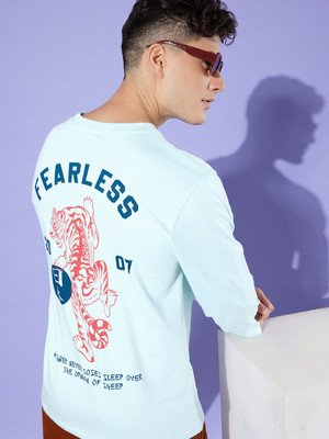 DIFFERENCE OF OPINION Graphic Print, Typography Men Round Neck Blue T-Shirt