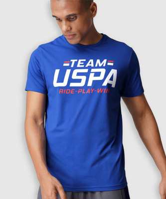 U.S. POLO ASSN. Solid Men Round Neck Blue T-Shirt