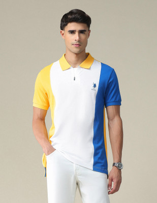 U.S. POLO ASSN. Colorblock Men Polo Neck Yellow T-Shirt