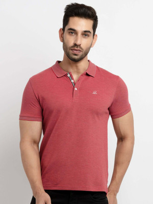 Status Quo Solid Men Polo Neck Pink T-Shirt