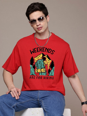 Moda Rapido Graphic Print Men Round Neck Red T-Shirt
