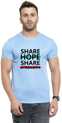 LuvCare Printed Men Round Neck Blue T-Shirt