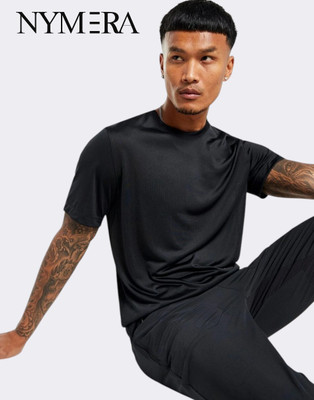 nymera Solid Men Crew Neck Black T-Shirt