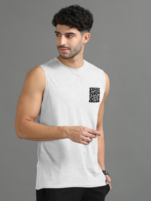 Triptee Printed Men Round Neck Grey T-Shirt