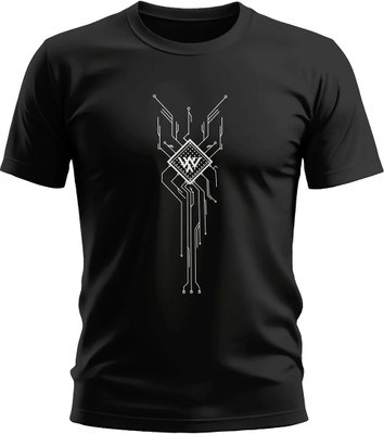 Warriorworld Printed Men Round Neck Black T-Shirt