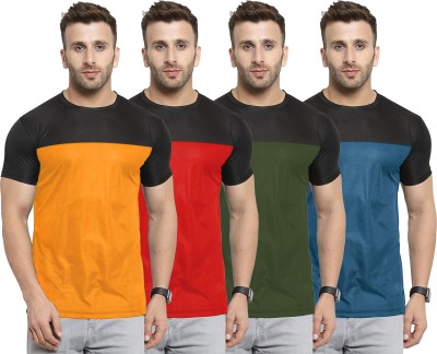 UDI n ADI Colorblock Men Round Neck Yellow, Red, Dark Green, Blue T-Shirt