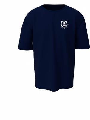 Hello Swanky Printed Men Round Neck Dark Blue T-Shirt