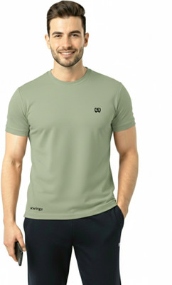 KWINGS Solid Men Round Neck Green T-Shirt