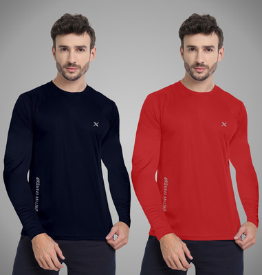 FTX Solid Men Round Neck Multicolor T-Shirt