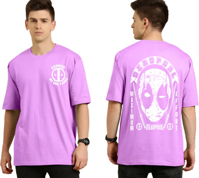 Be Crazyy Printed Men Round Neck Purple T-Shirt