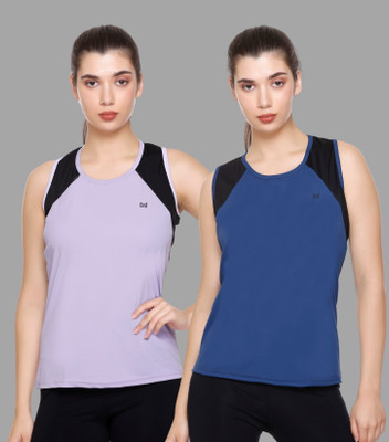 White Moon Colorblock Women Round Neck Multicolor T-Shirt