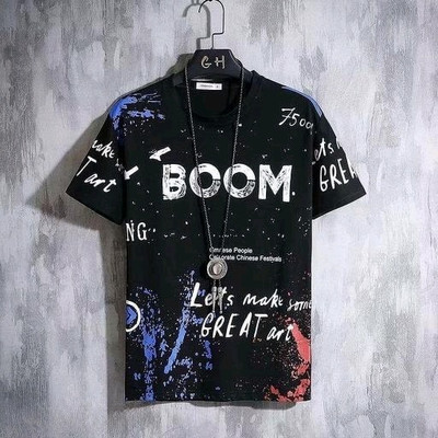ASHA Printed Men Round Neck Black T-Shirt