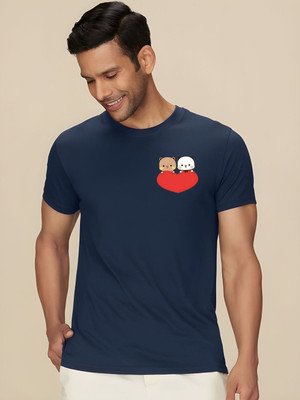 SZN Graphic Print Men Round Neck Dark Blue T-Shirt