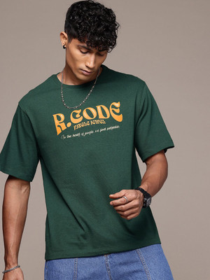 R.Code by The Roadster Life Co. Printed Men Round Neck Dark Green T-Shirt