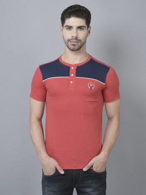 Dollar Solid Men Henley Neck Red T-Shirt