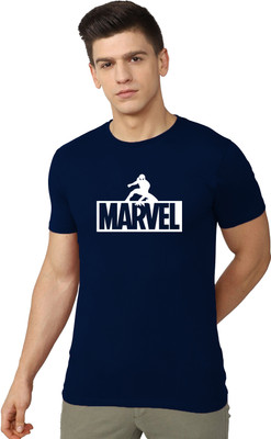 London Crew Printed, Typography Men Round Neck Navy Blue T-Shirt