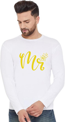 LV CARE Printed, Self Design Men Round Neck White T-Shirt
