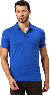 thiru Solid Men Polo Neck Blue T-Shirt
