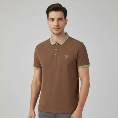 Wisetie Embroidered Men Polo Neck Orange T-Shirt