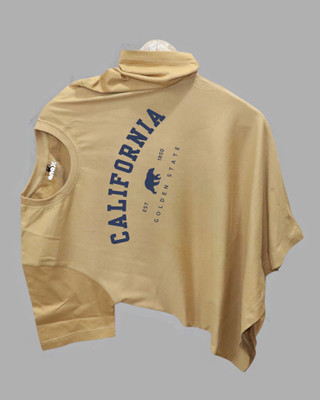 Droplet Typography Men Round Neck Beige T-Shirt