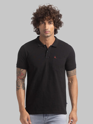PARX Solid Men Polo Neck Black T-Shirt