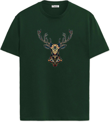 Magneto Graphic Print Men Round Neck Dark Green T-Shirt