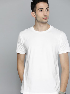 OrrganicChics Solid Men Round Neck White T-Shirt