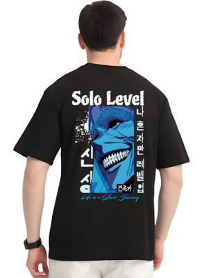 Mr Anime Printed Men Round Neck Black T-Shirt