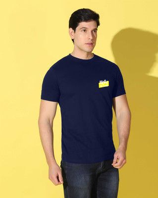 WOOSTRO Graphic Print Men Round Neck Navy Blue T-Shirt