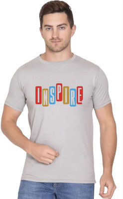 ROHITGARMENTS Printed Men Round Neck Silver T-Shirt