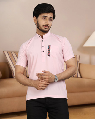 METRONAUT Solid Men Round Neck Pink T-Shirt