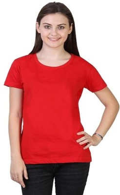 Crafts Aiden Solid Women Round Neck Red T-Shirt