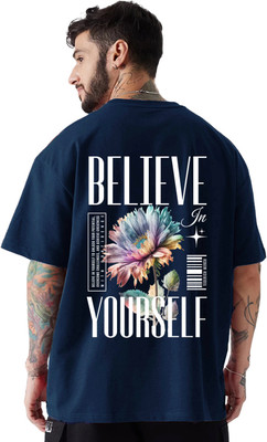 HADAR Printed Men Round Neck Navy Blue T-Shirt