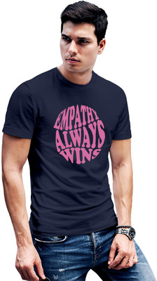 Fighterhero Graphic Print Men Round Neck Navy Blue T-Shirt