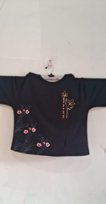 SHREE MADHAVFASHION Printed, Floral Print, Graphic Print Women Round Neck Black T-Shirt