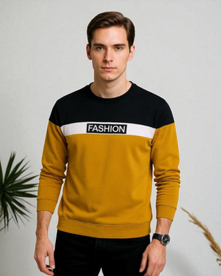 Autna Printed Men Round Neck Yellow T-Shirt