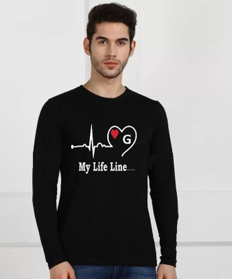 Lecowar Fashion Printed Men Round Neck Black T-Shirt