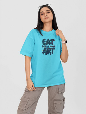 Moda Rapido Printed Women Round Neck Blue T-Shirt