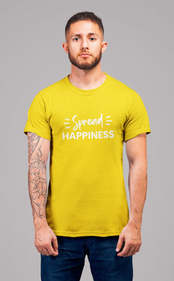 Stylewill Typography Men Round Neck Yellow T-Shirt