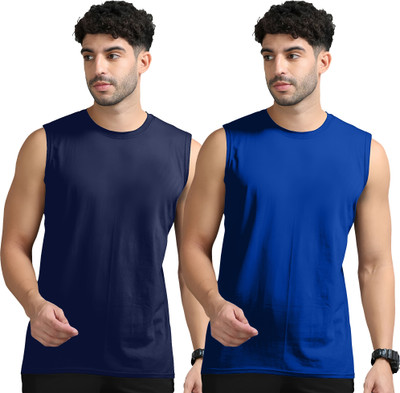 Adorbs Solid Men Round Neck Dark Blue, Blue T-Shirt
